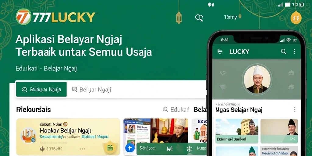 Tampilan antarmuka user-friendly aplikasi Belajar Ngaji 777LUCKY.