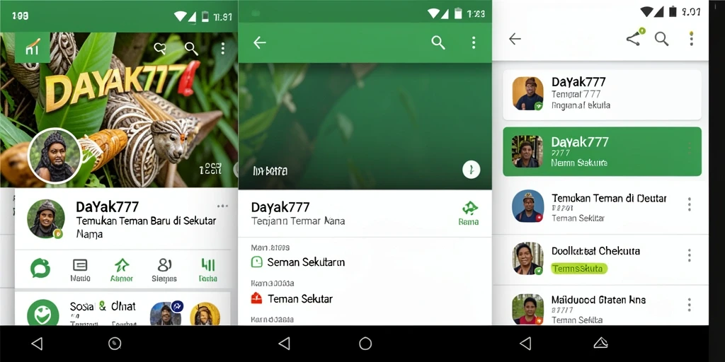 Tampilan antarmuka aplikasi DAYAK777 untuk Teman Sekitar.