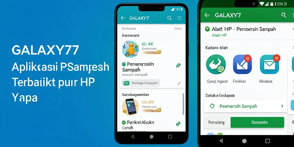 Tampilan antarmuka aplikasi GALAXY77 untuk membersihkan sampah.