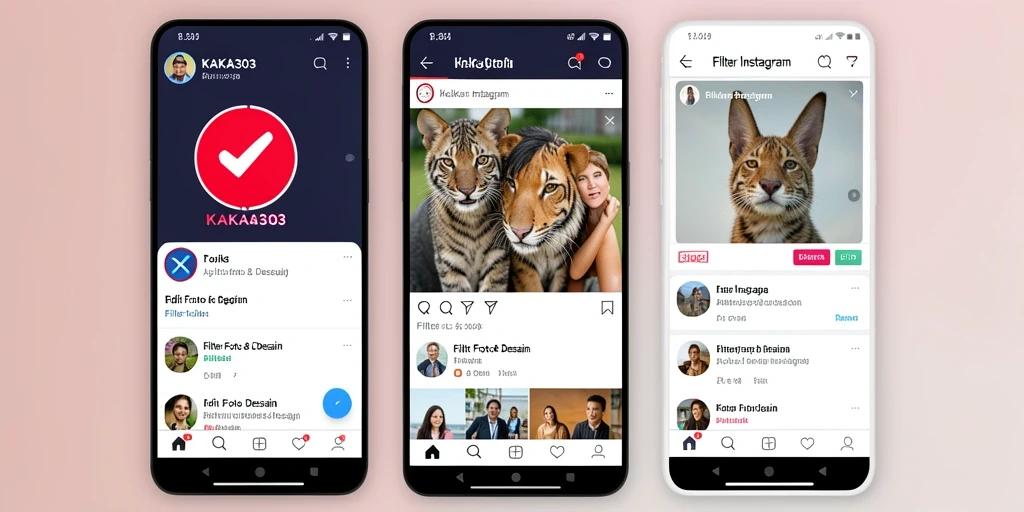 Antarmuka KAKA303 dengan berbagai pilihan filter Instagram.
