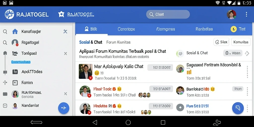 Tampilan antarmuka aplikasi RAJATOGEL dengan fungsi Forum Komunitas.