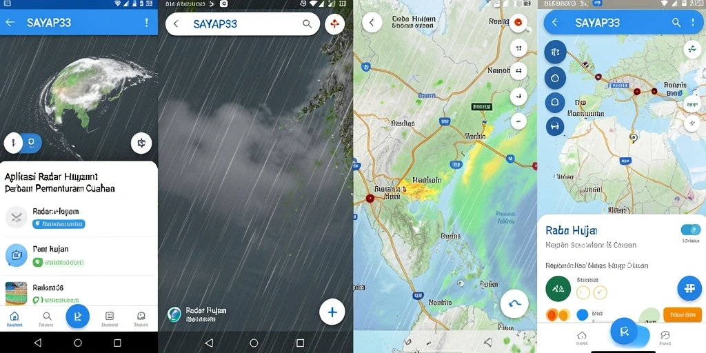 Antarmuka utama aplikasi menunjukkan peta radar hujan secara real-time.